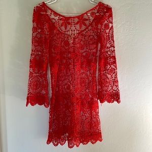 H&M for Coachella Red/Orange Lace Swim Coverup size XS